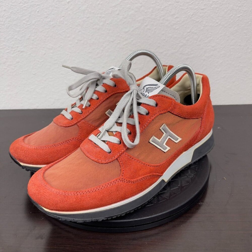 HOGAN INTERACTIVE Sneaker Trainer Orange Mens Size 6.5 Made in Italy